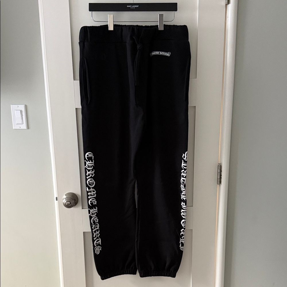 Chrome Hearts Black Sweatpants with White Lettering